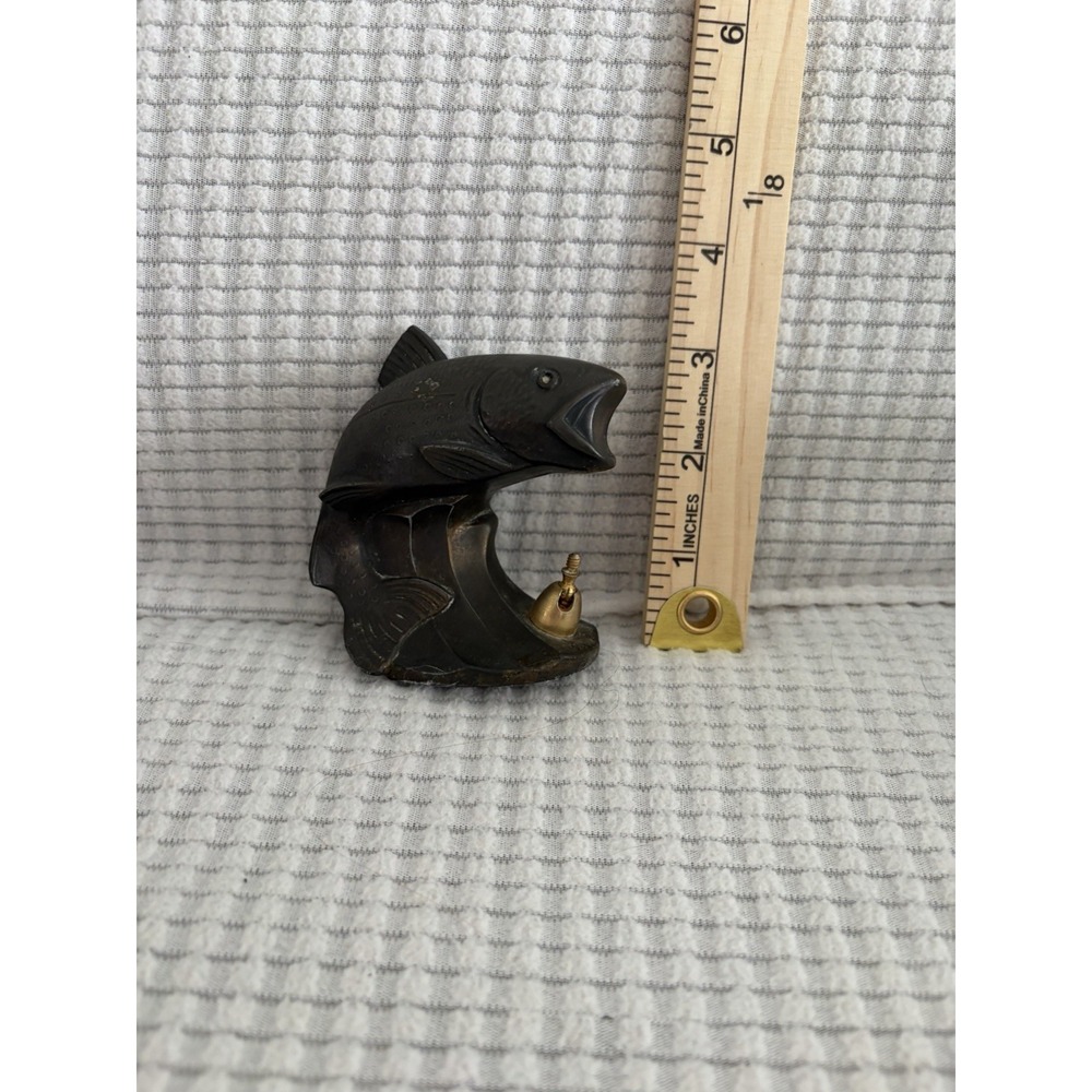 Vintage Heavy Brass Bass Fish Tabletop Statue & Bottle Opener - Picture 3 of 5